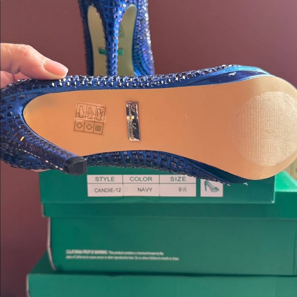 Lauren Lorraine Blue Peep Toe Heels - Picture 4 of 5